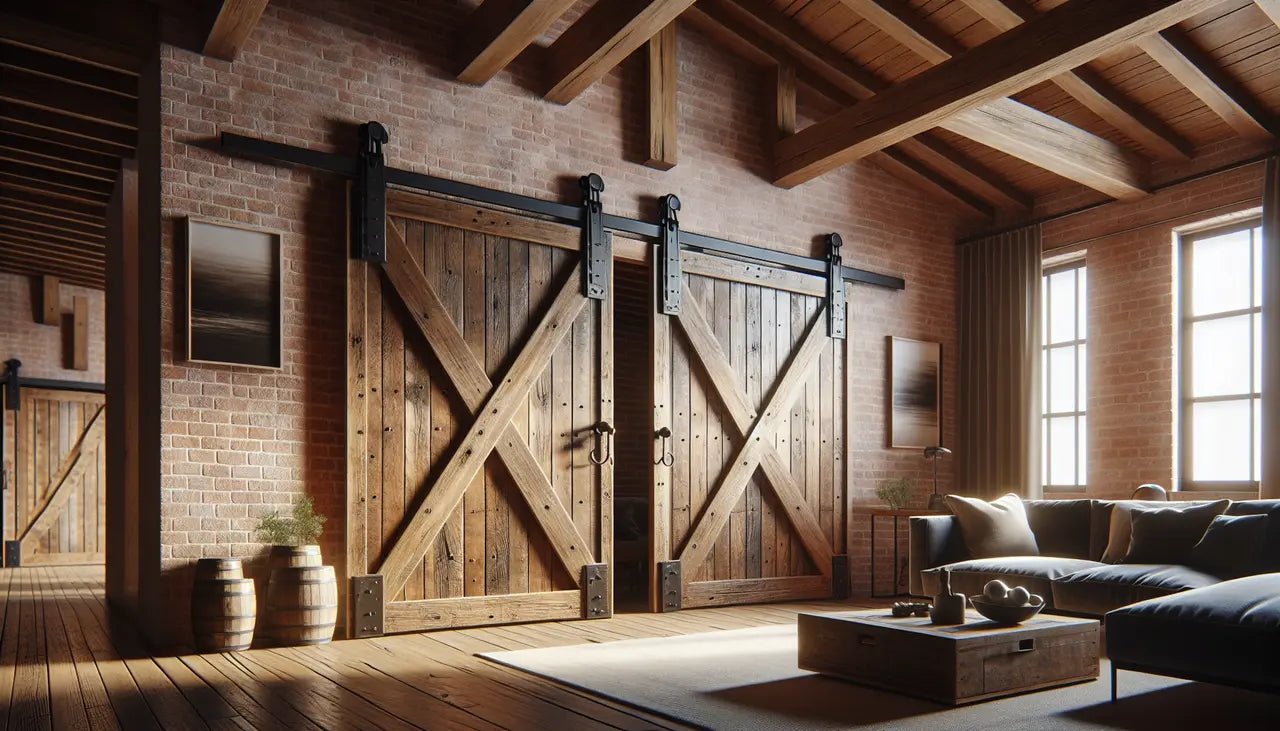 Rustic Barn Door in a Living Room