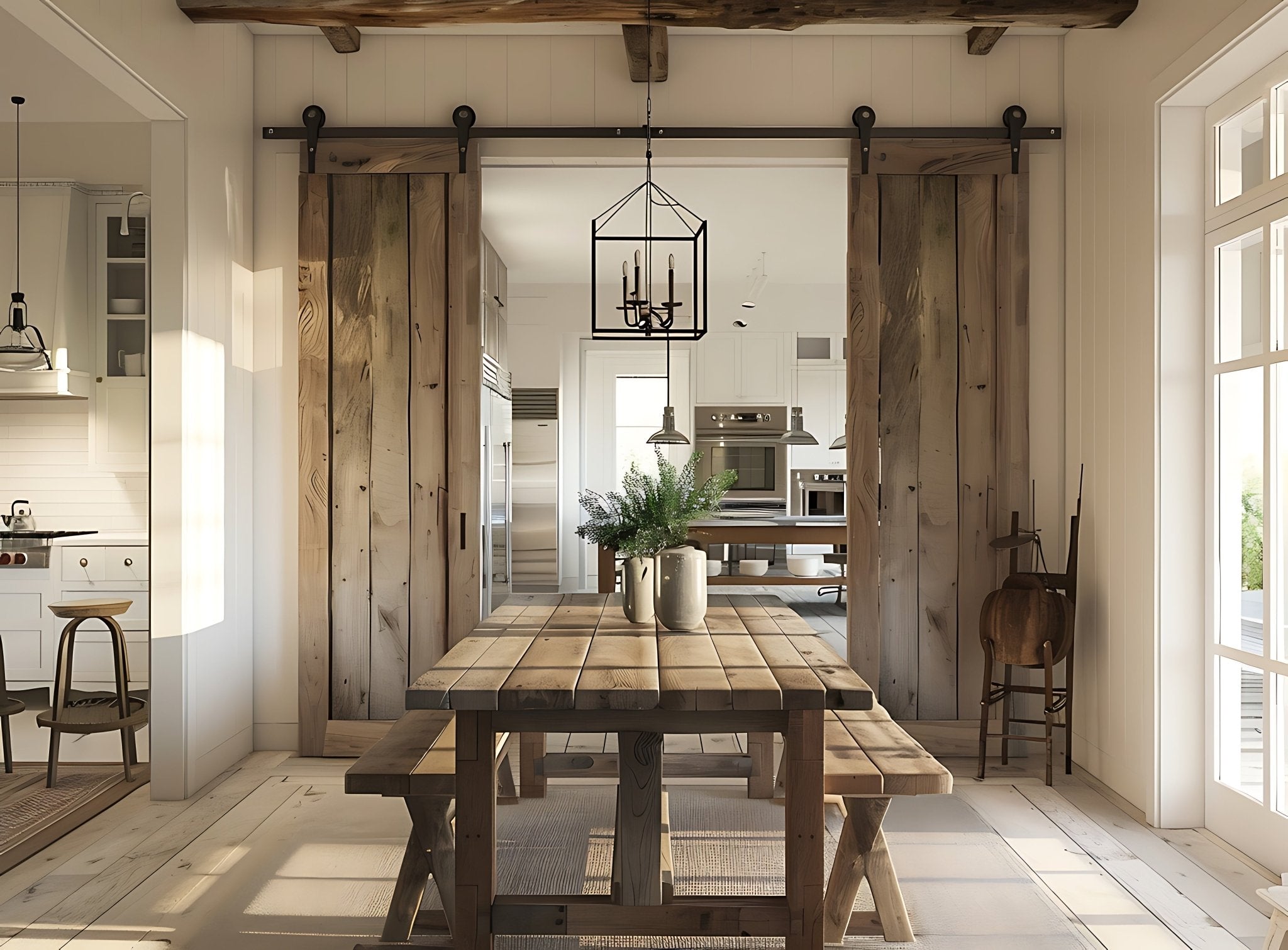 Rustic Barn Door in Dining Room