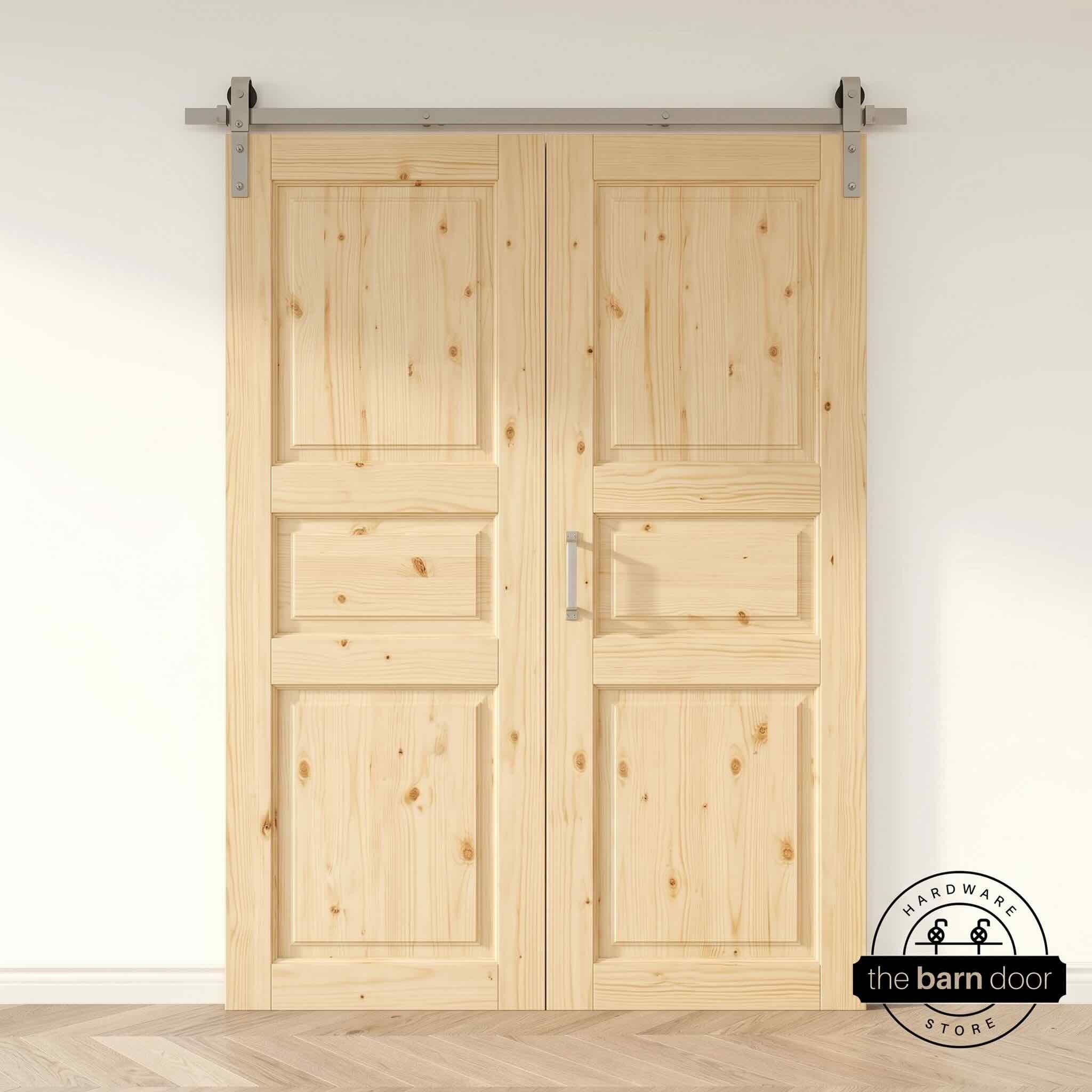 2 Door Front Mount Bifold Barn Door Hardware Brushed Nickel