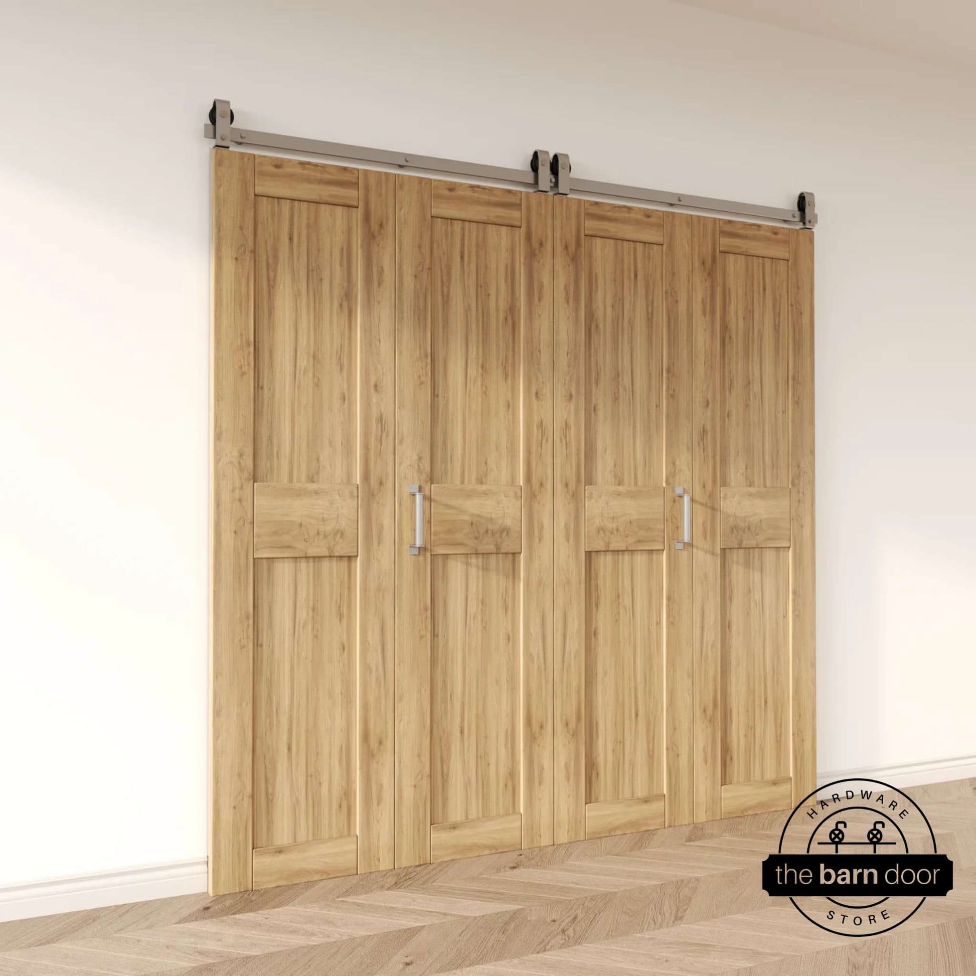 4 Door Top Mount Bifold Barn Door Hardware Brushed Nickel