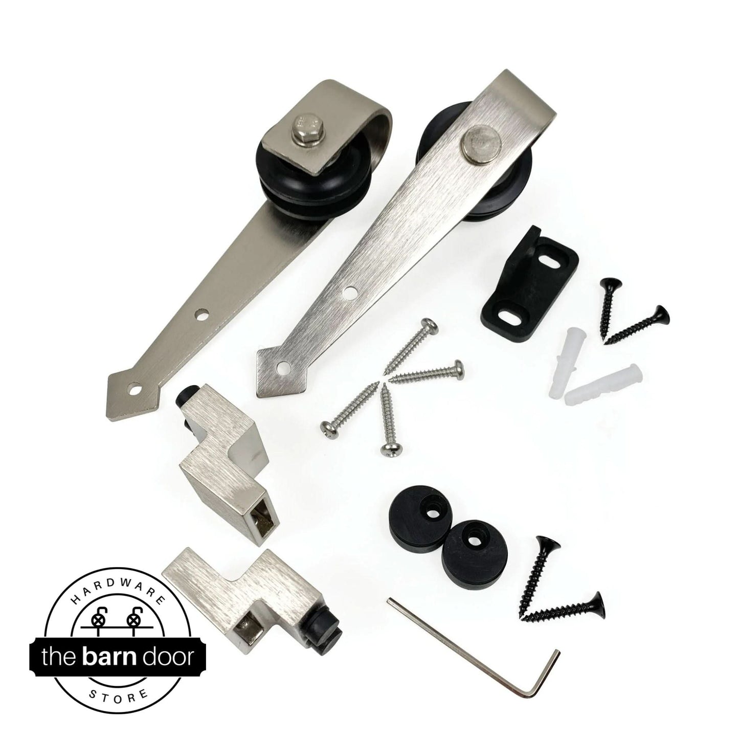 Brushed Nickel Arrow Mini Cabinet Barn Door Rollers