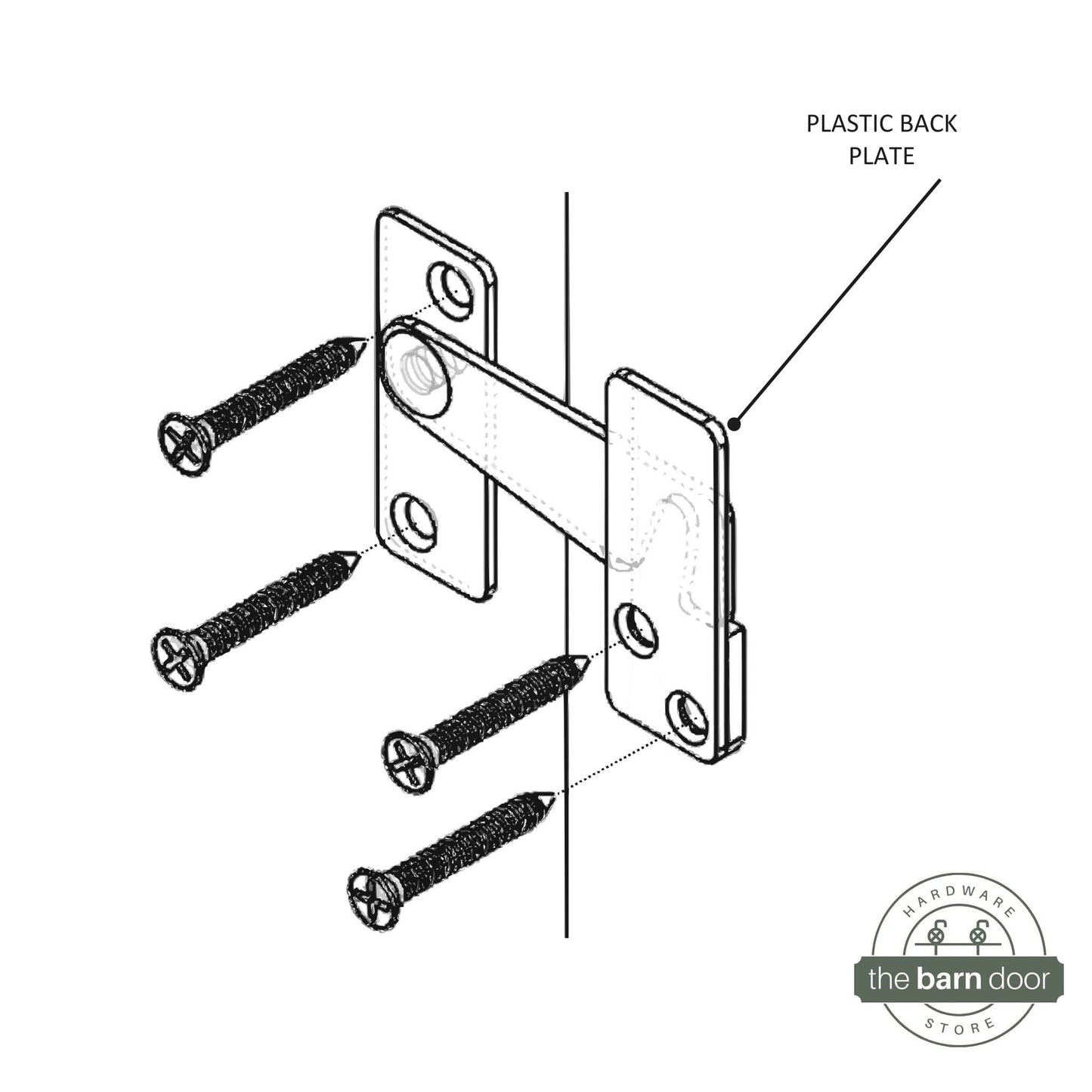 Biparting Privacy Latch for Barn Doors Installation Chart