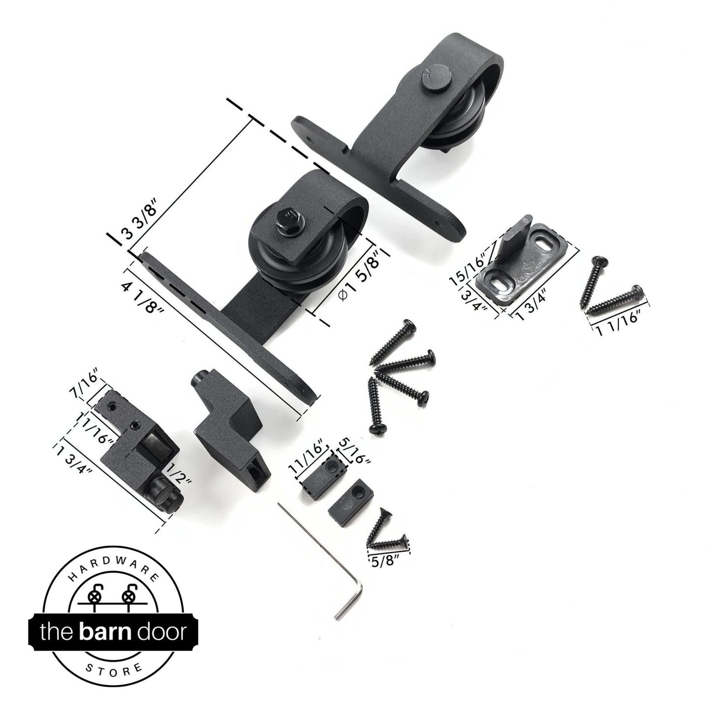 Black Bent T Mini Cabinet Barn Door Rollers