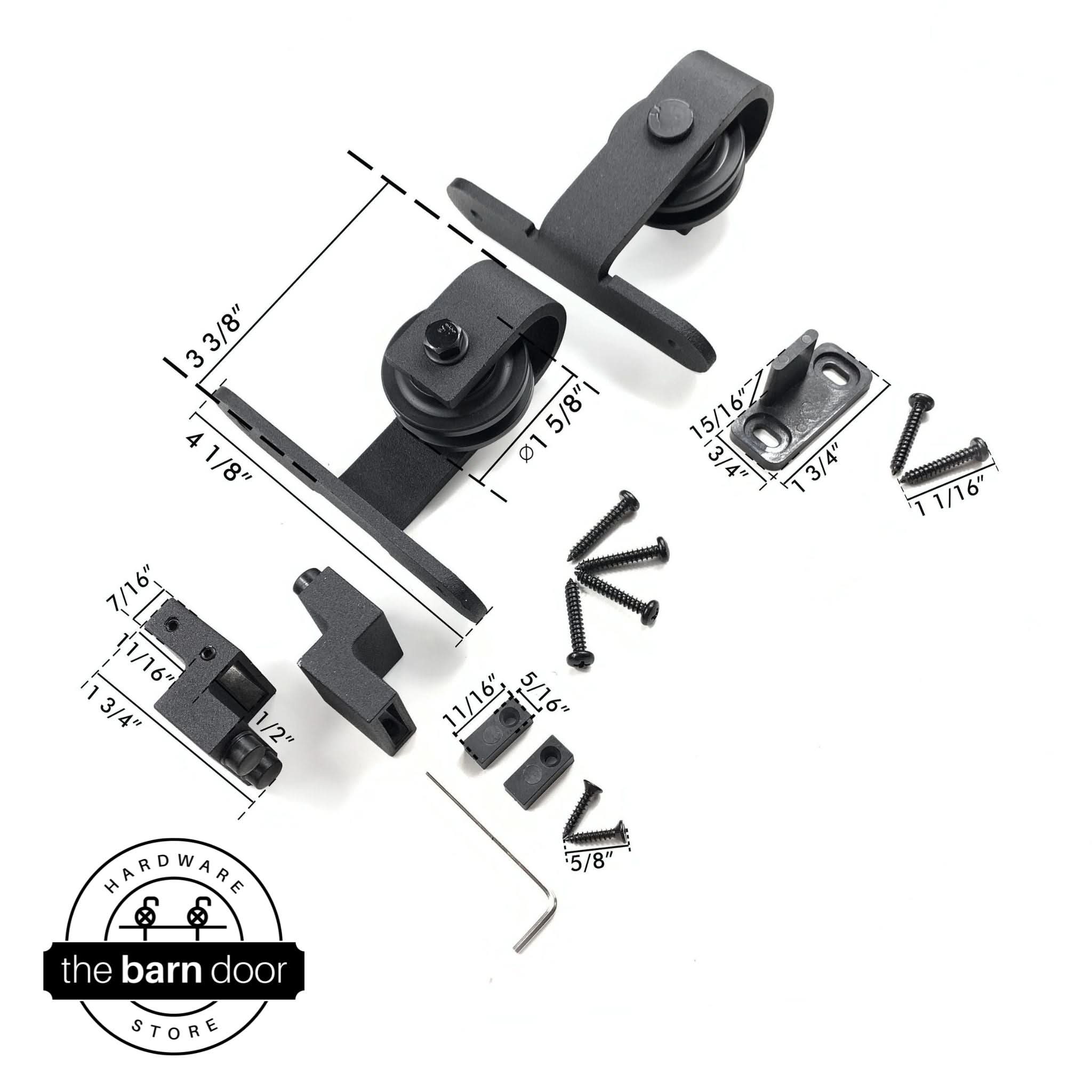 Black Bent T Mini Cabinet Barn Door Rollers