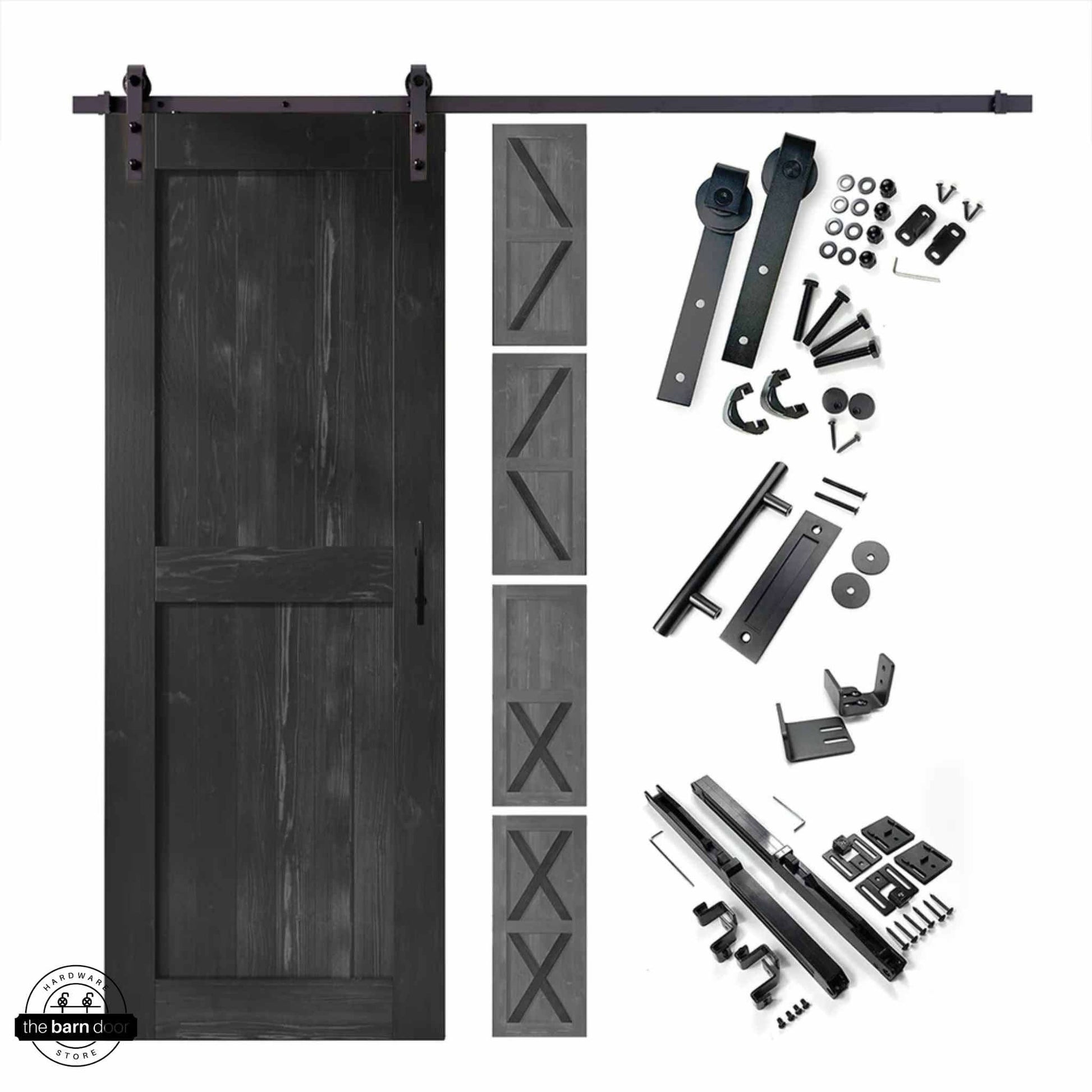 Black Barn Door with Classic Single Track Barn Door Kit