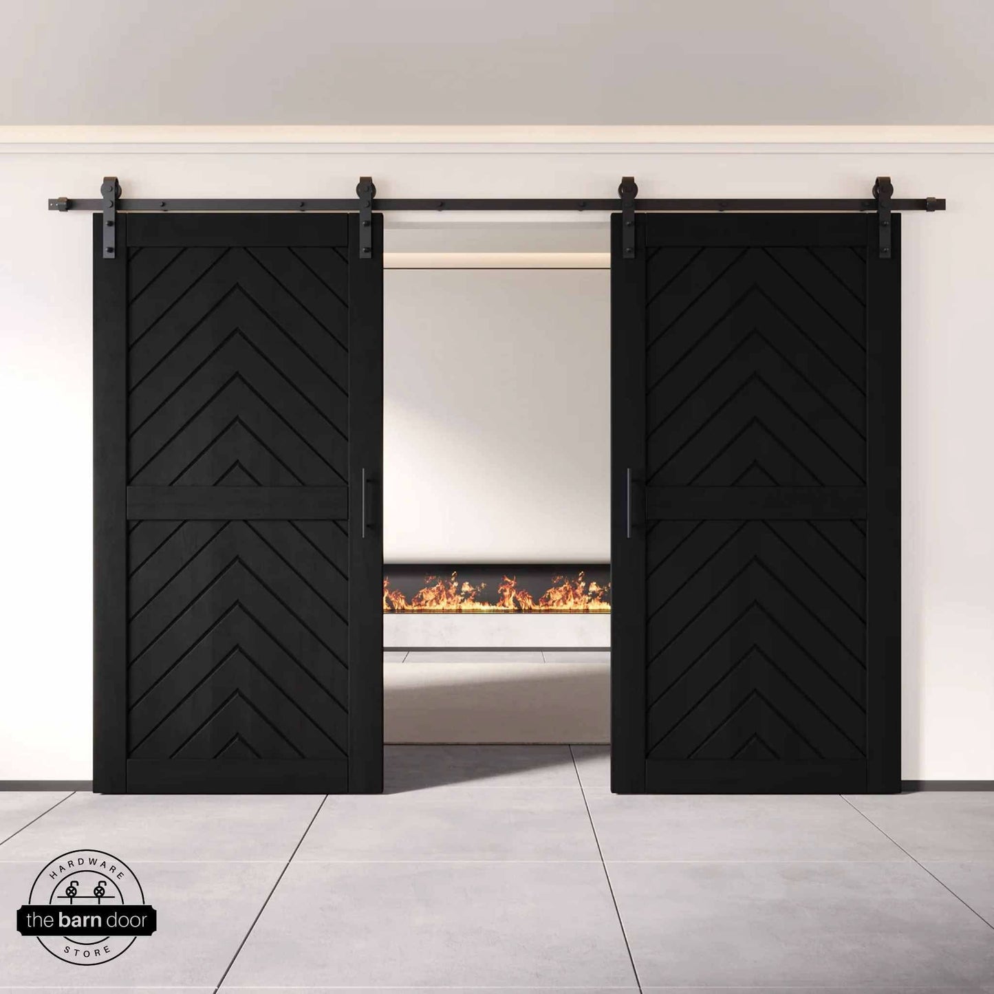 Black Fishbone Double Barn Door Kit