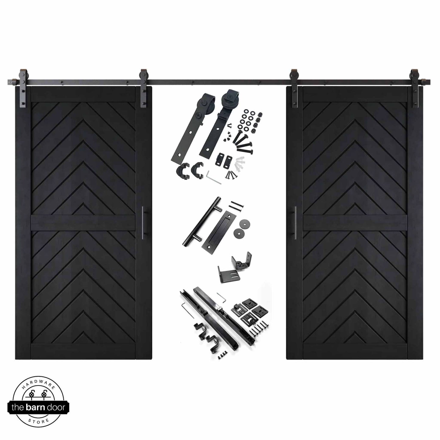 Black Fishbone Double Barn Door Kit