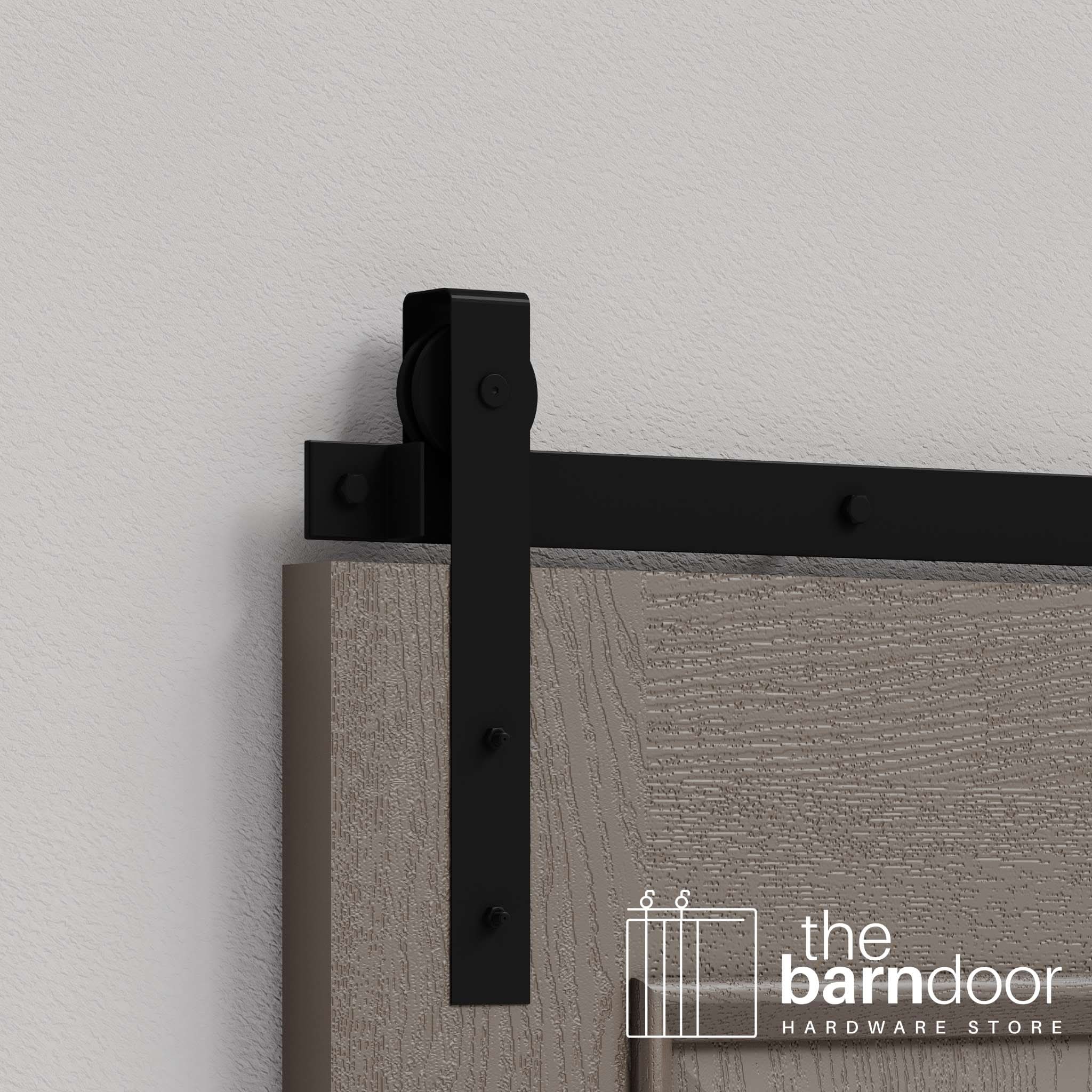 Black Flat Top Strap Heavy Duty Single Track Barn Door Hardware