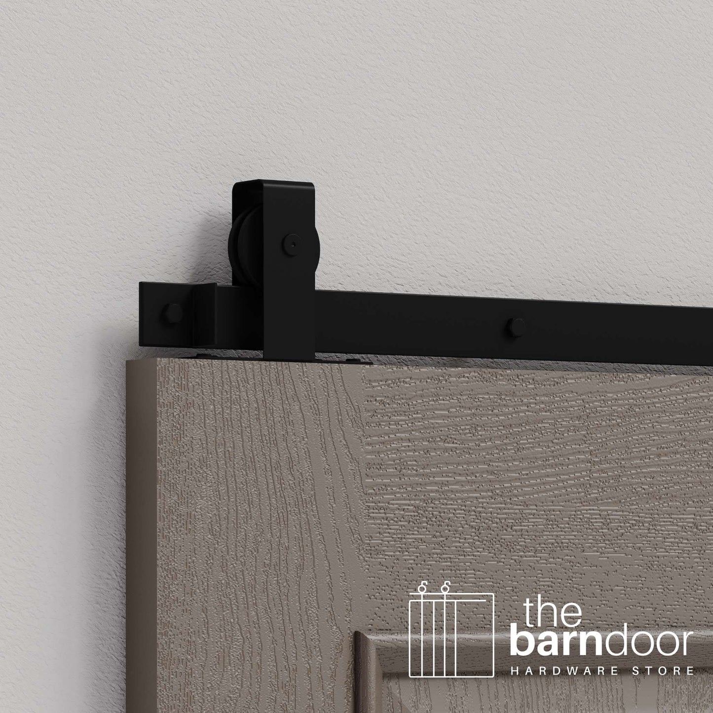Black Flat Top Top Mount Heavy Duty Single Track Barn Door Hardware