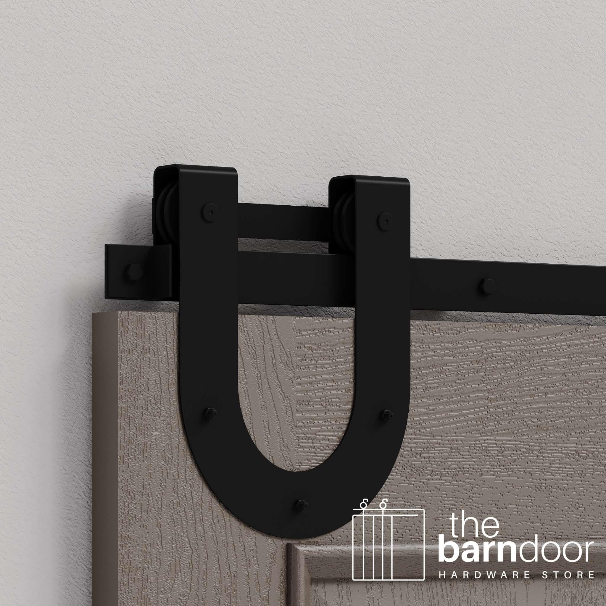 Black Horseshoe Heavy Duty Single Track Barn Door Hardware