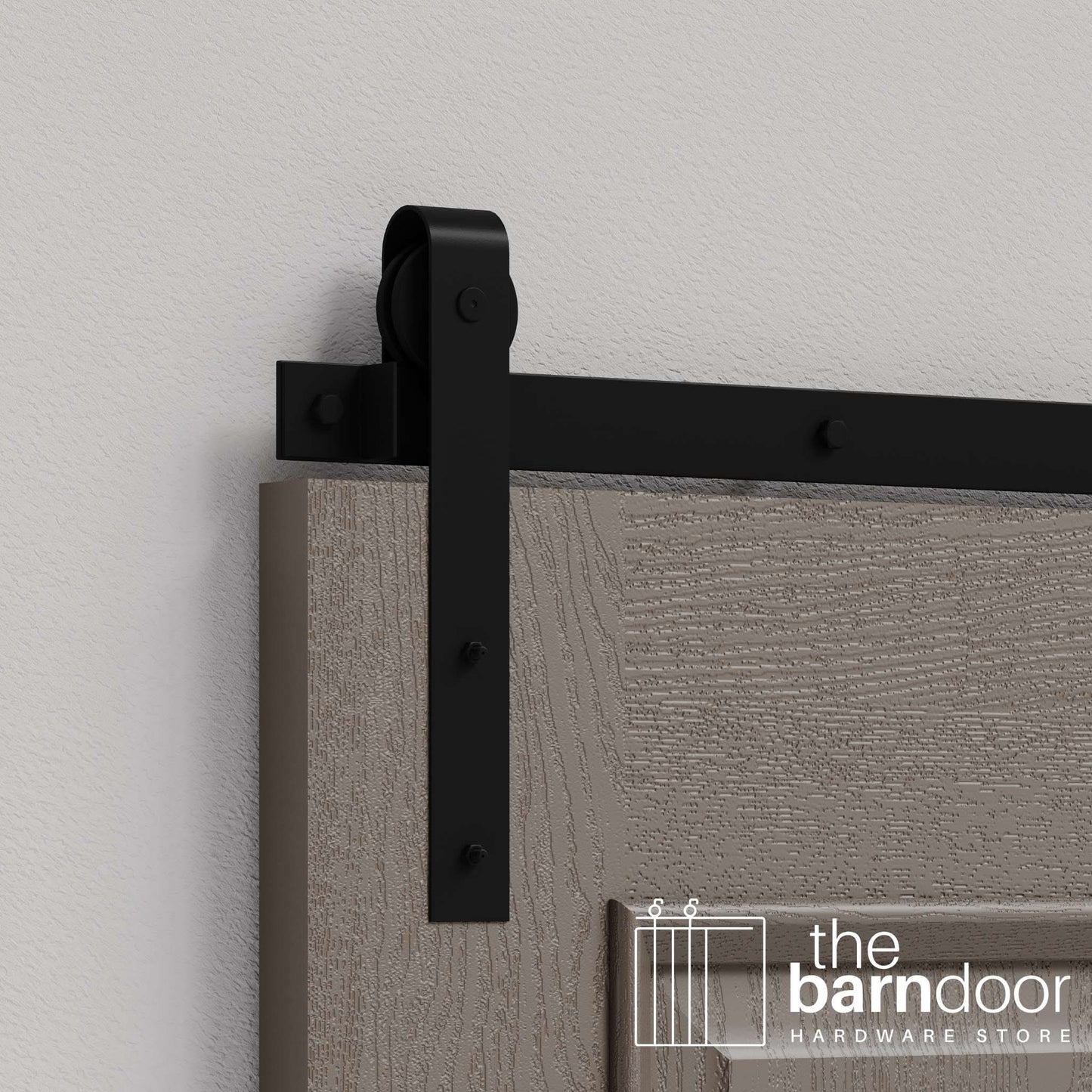 Black J Strap Heavy Duty Single Track Barn Door Hardware