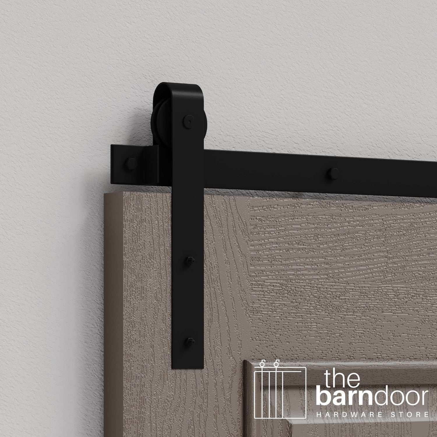 Black J Strap Heavy Duty Single Track Barn Door Hardware
