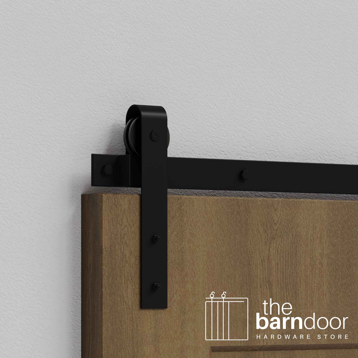 Black J Strap Single Track Barn Door Hardware