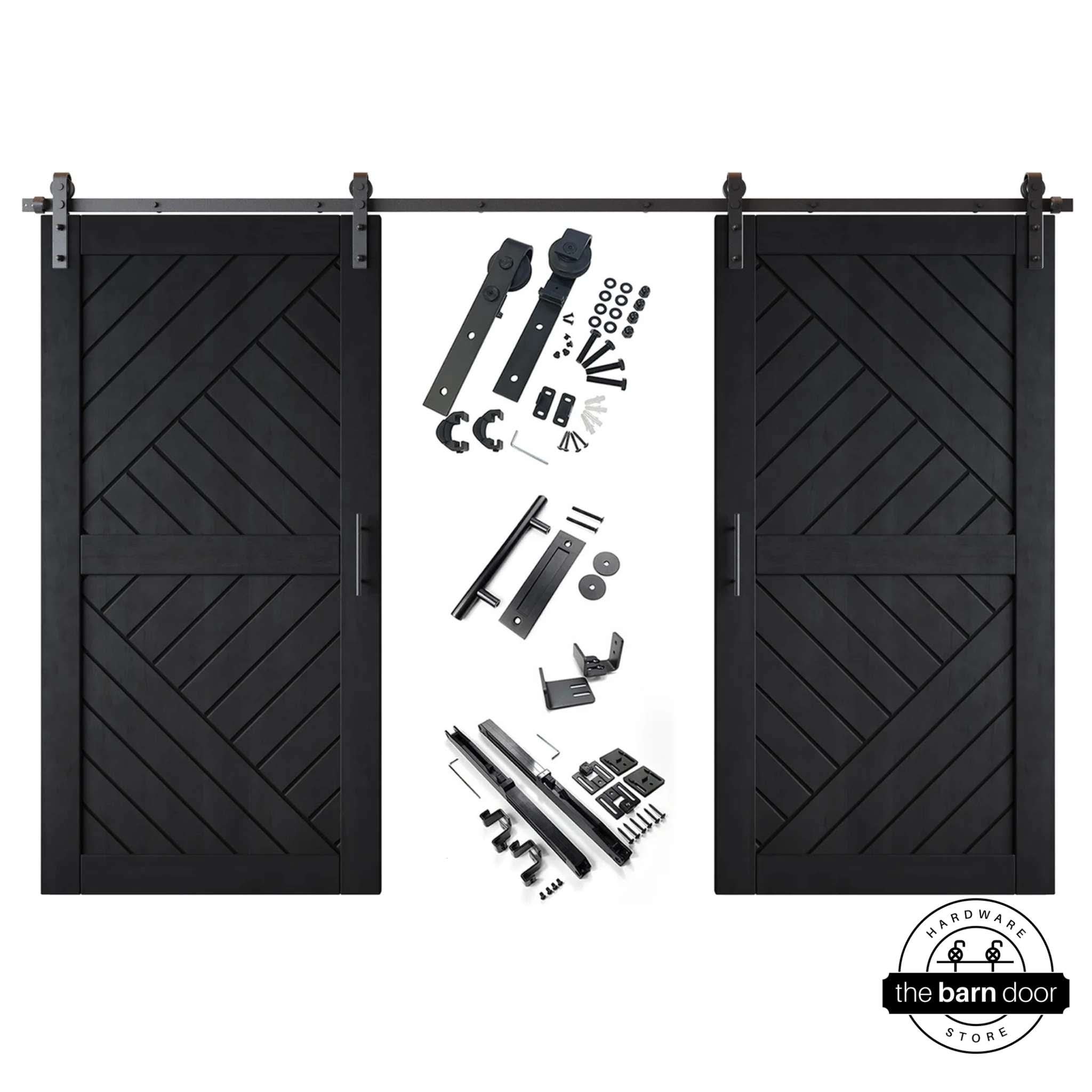 Black Patterned Double Barn Door Kit