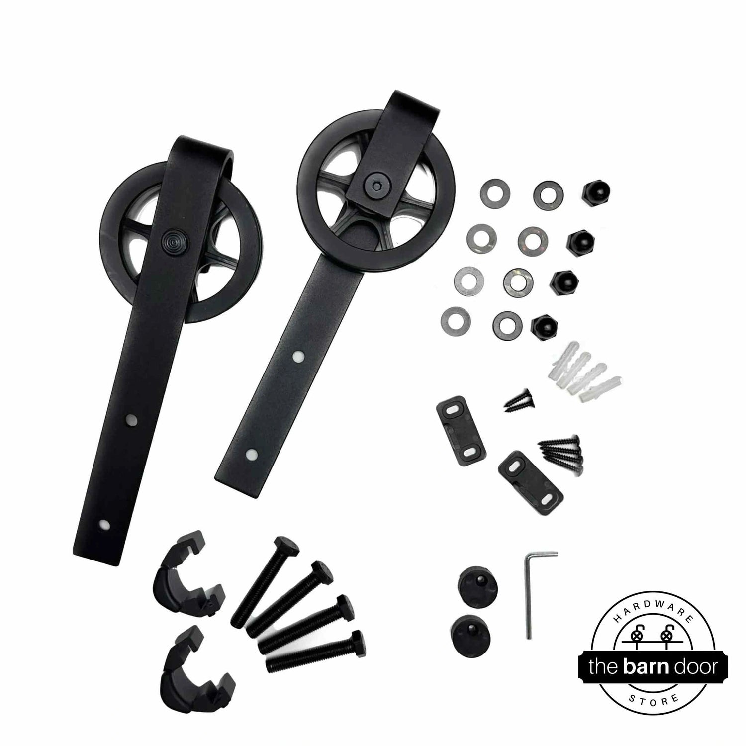 Spoke Wheel Barn Door Roller in Black