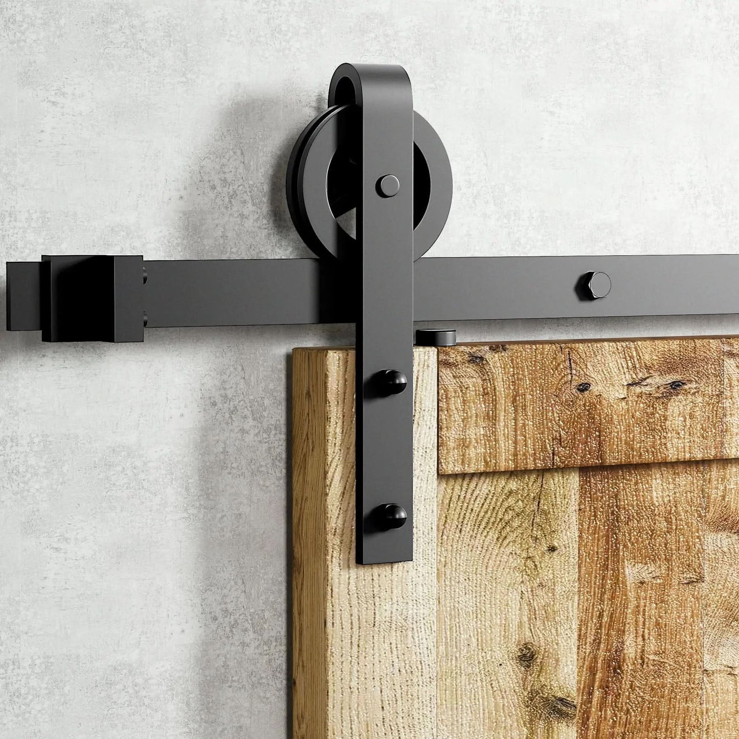 Black Spoke Wheel Barn Door Hardware Kit
