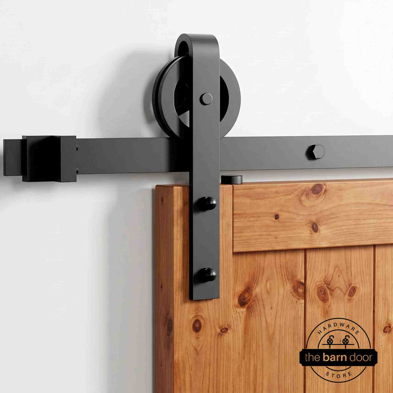 Black Spoke Wheel Barn Door Hardware Kit