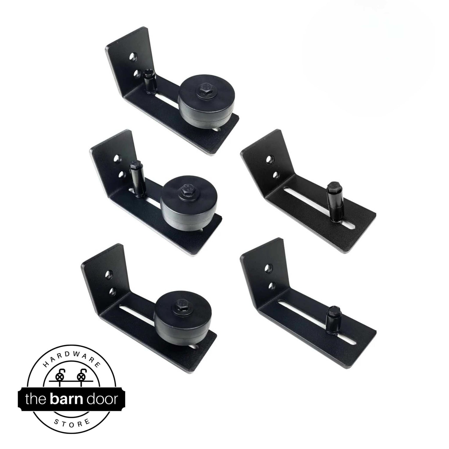 Black Wall Mounted Roller Floor Guide Set Up Options