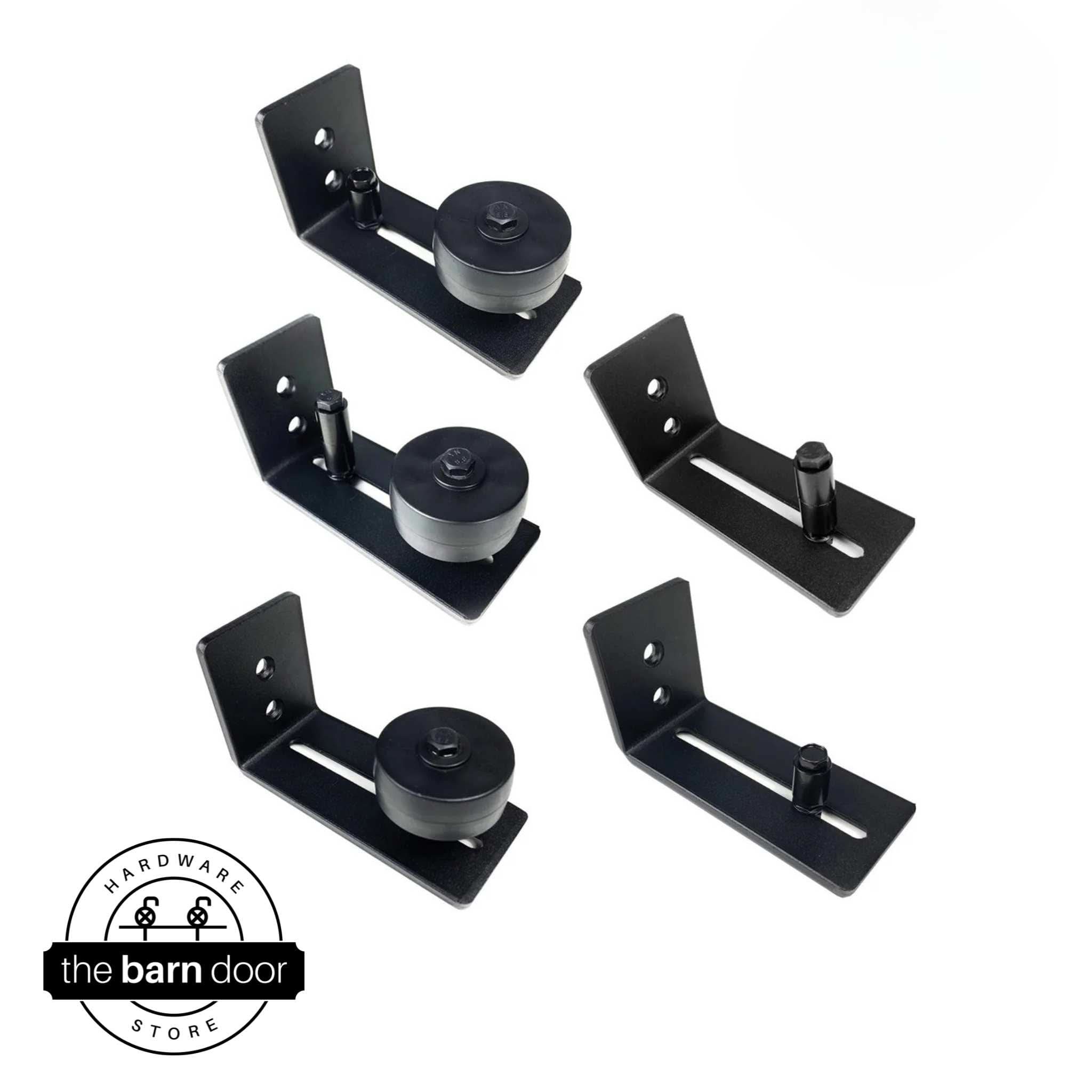 Black Wall Mounted Roller Floor Guide Set Up Options