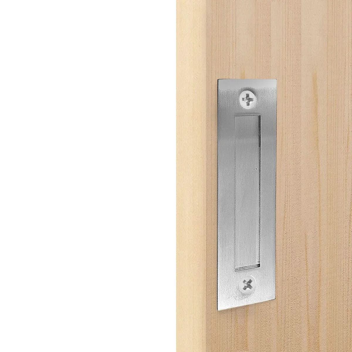 Brushed Nickel Flush Barn Door Handle by TBDHS