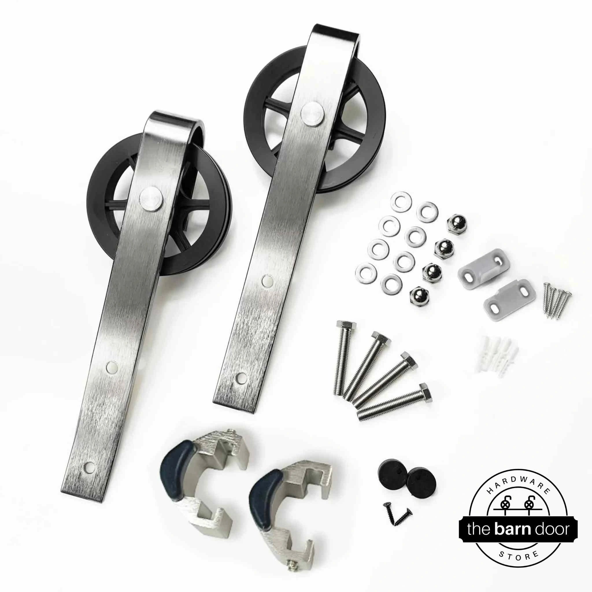 Spoke Wheel Barn Door Roller in Brushed Nickel