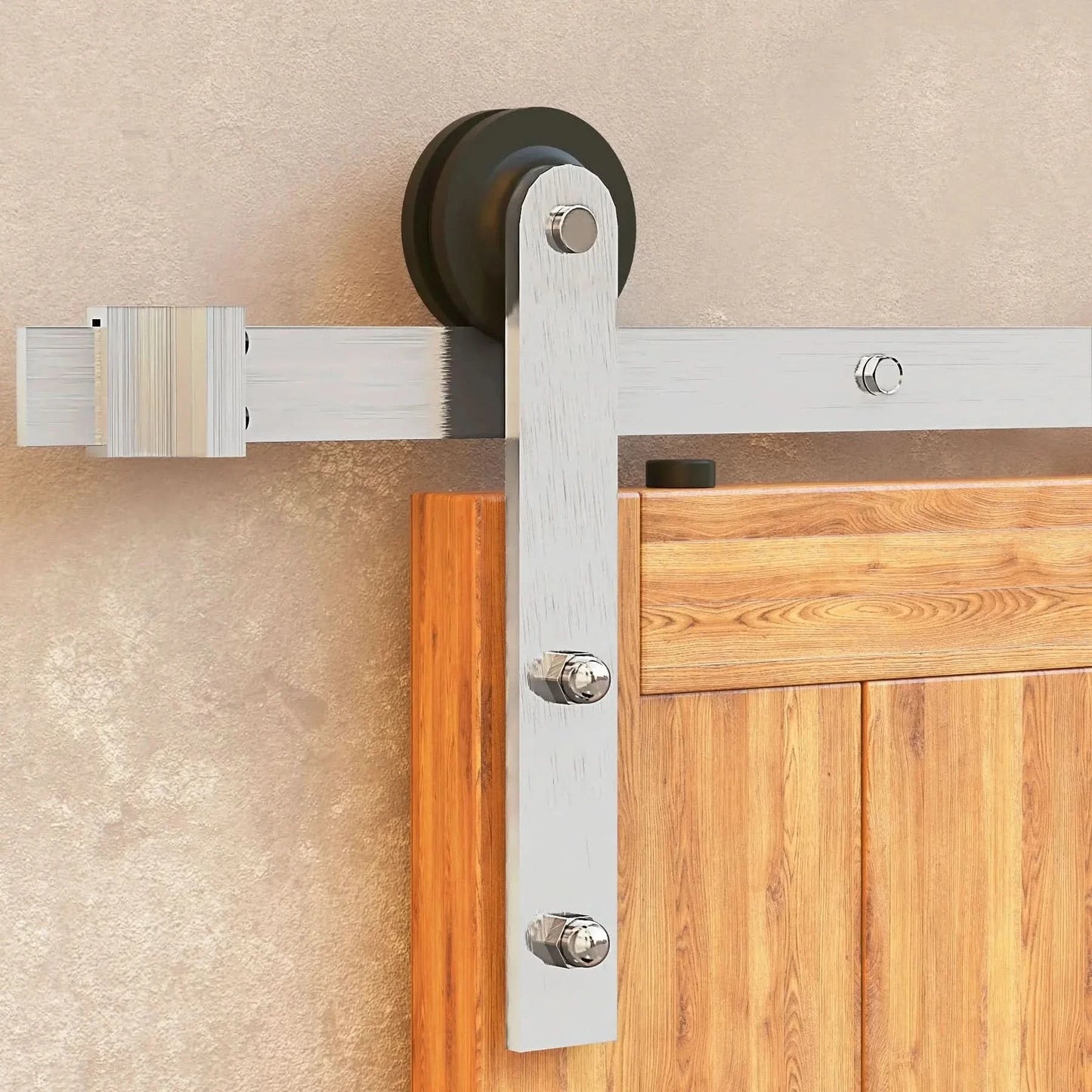 Straight Brushed Nickel Barn Door Hardware Kit