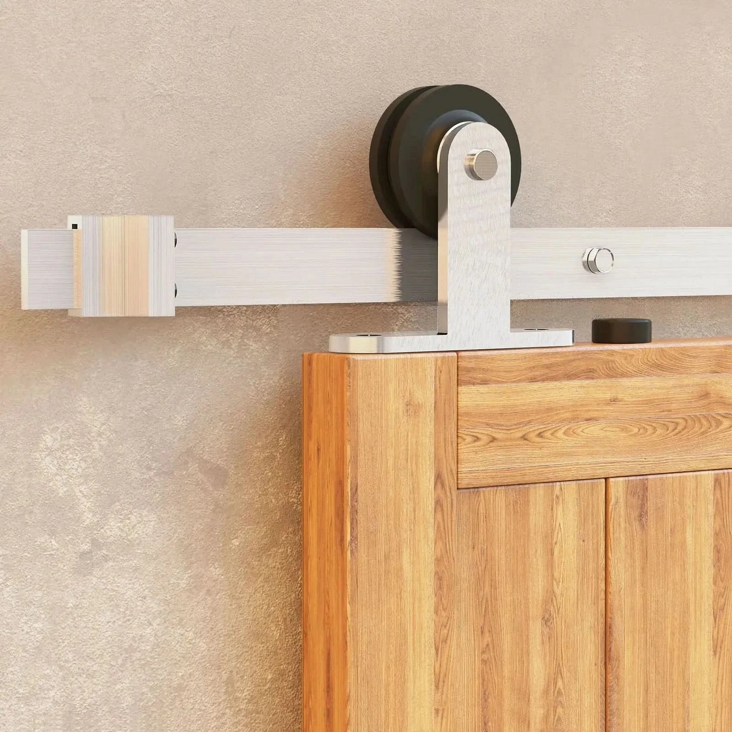 T-Shape Brushed Nickel Barn Door Hardware Kit