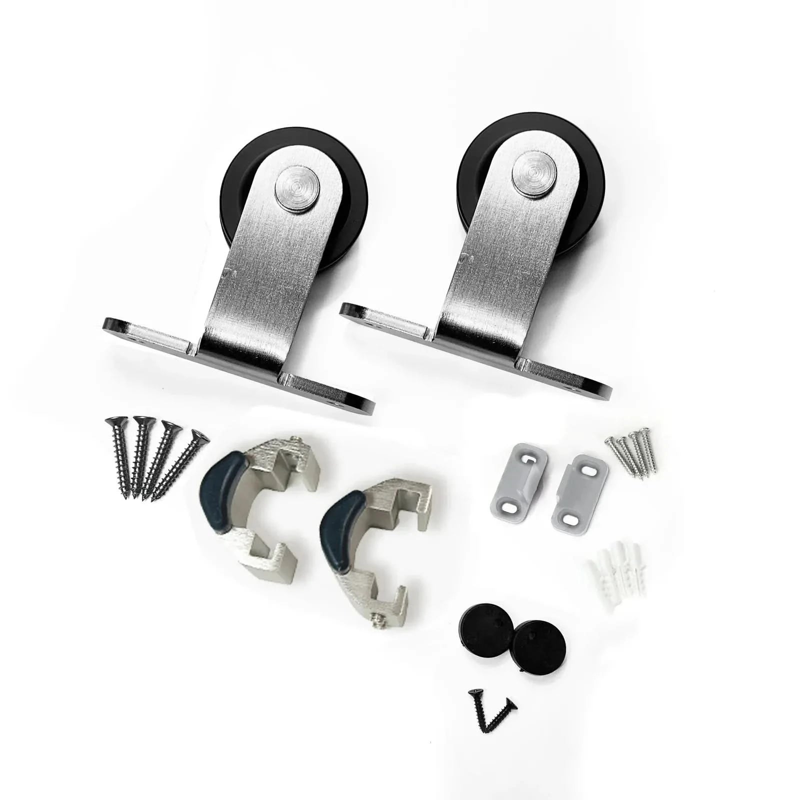 T-Shape Brushed Nickel Premium Barn Door Roller Set