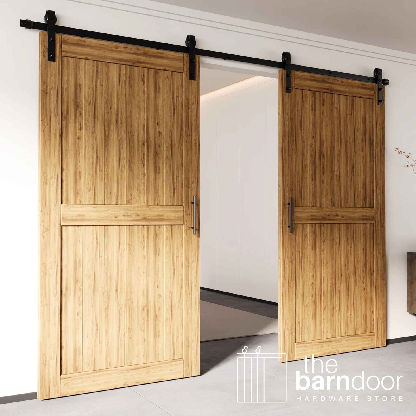 Classic Black Single Track Barn Door Hardware Kit