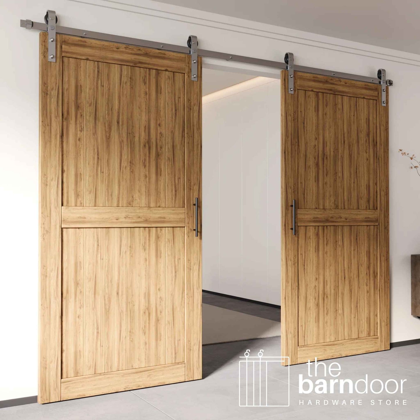 J-Strap Brushed Nickel Barn Door Hardware Kit