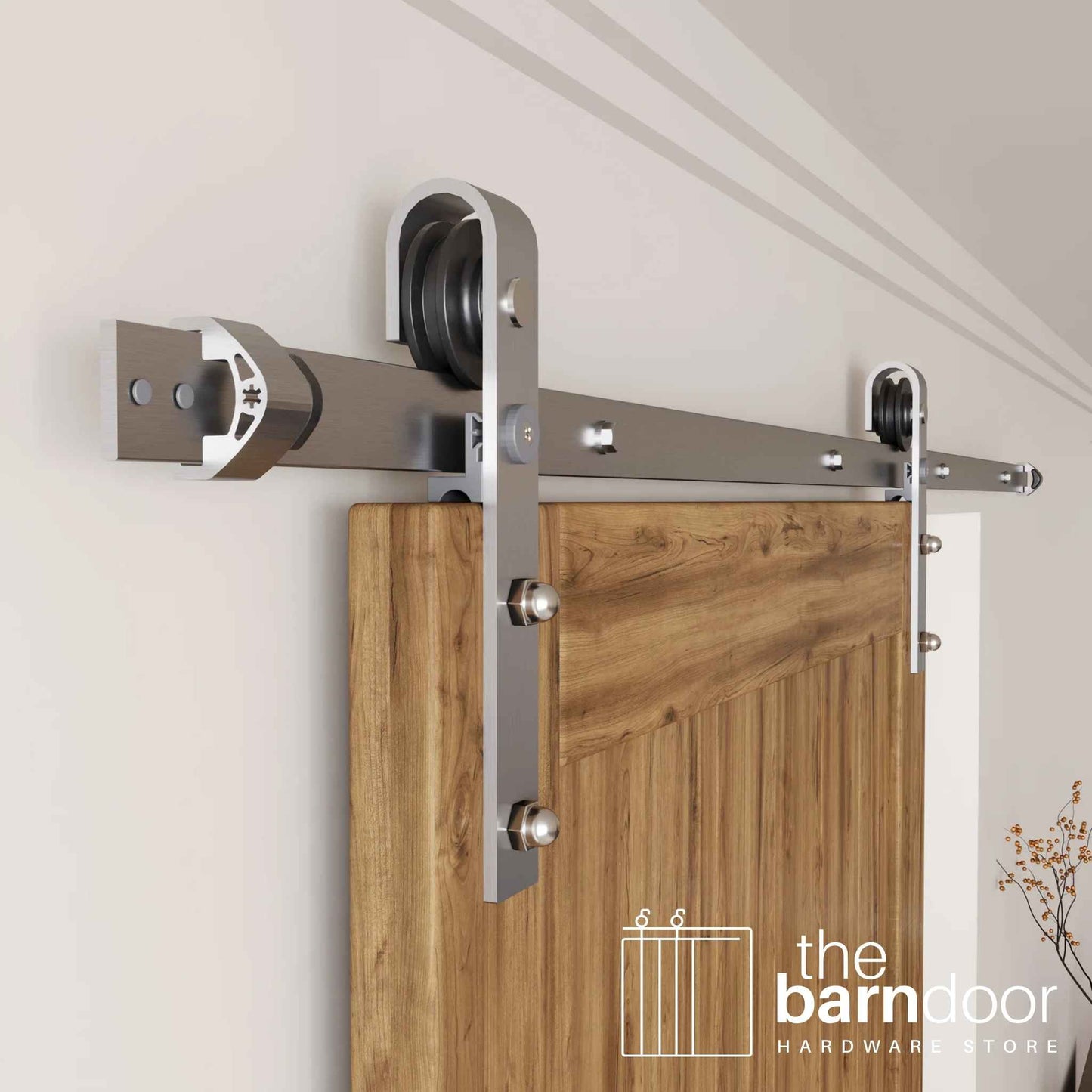 J-Strap Brushed Nickel Barn Door Hardware Kit