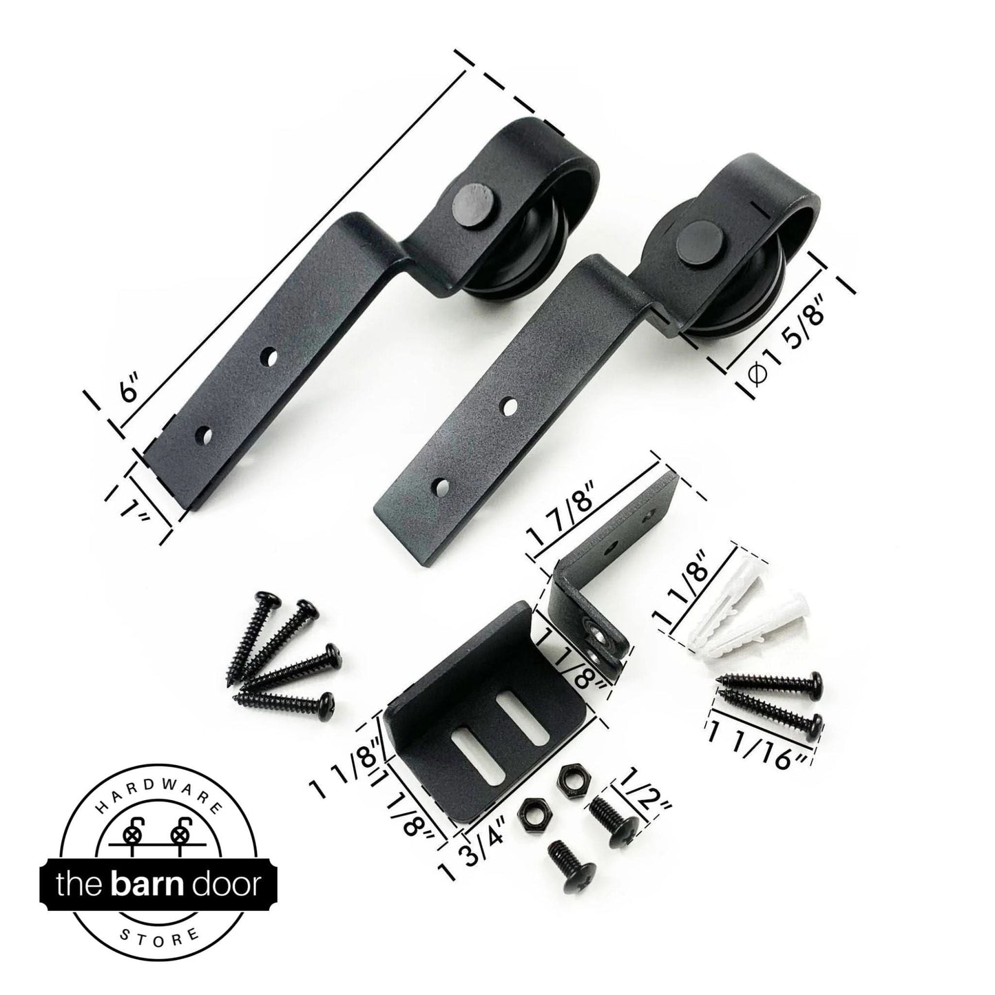 Black Classic Bypass Mini Cabinet Barn Door Rollers