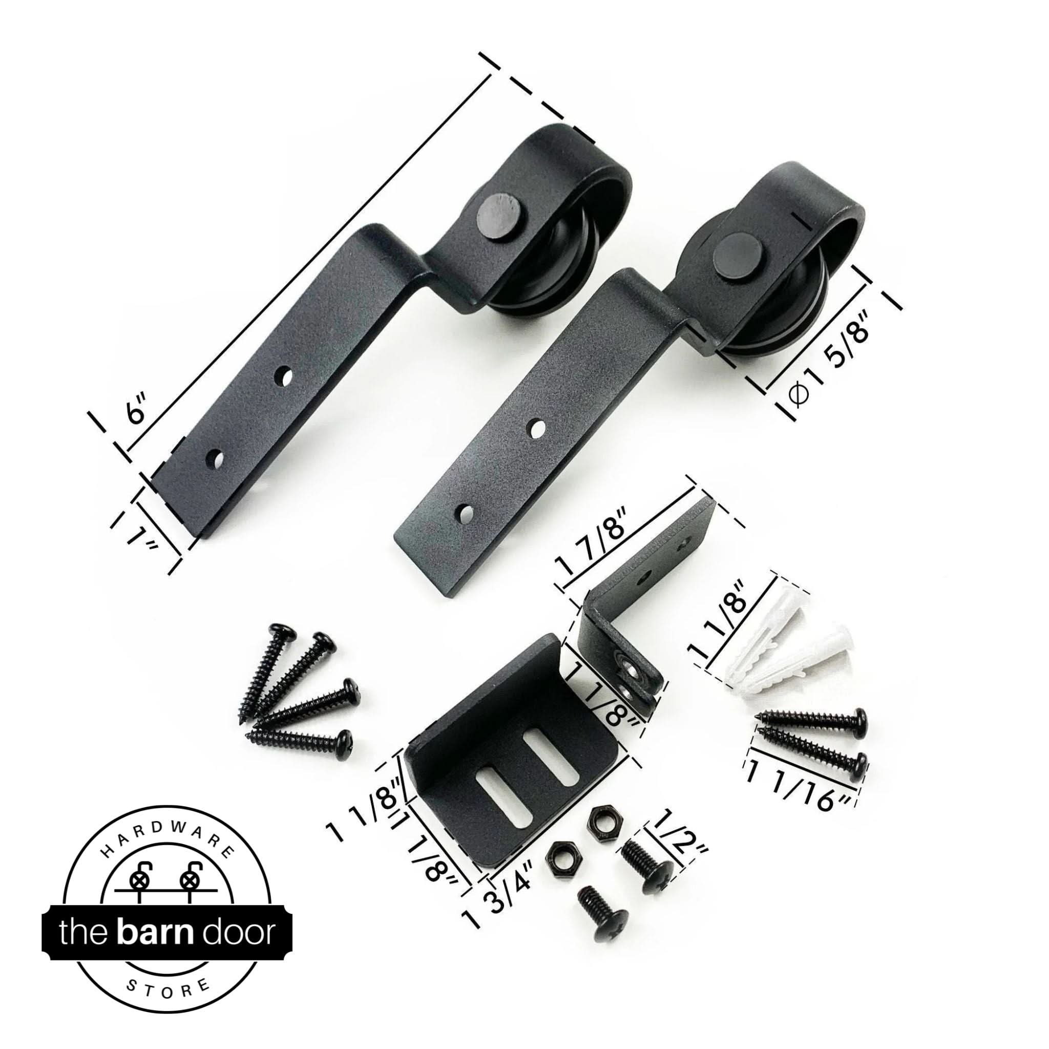 Black Classic Bypass Mini Cabinet Barn Door Rollers