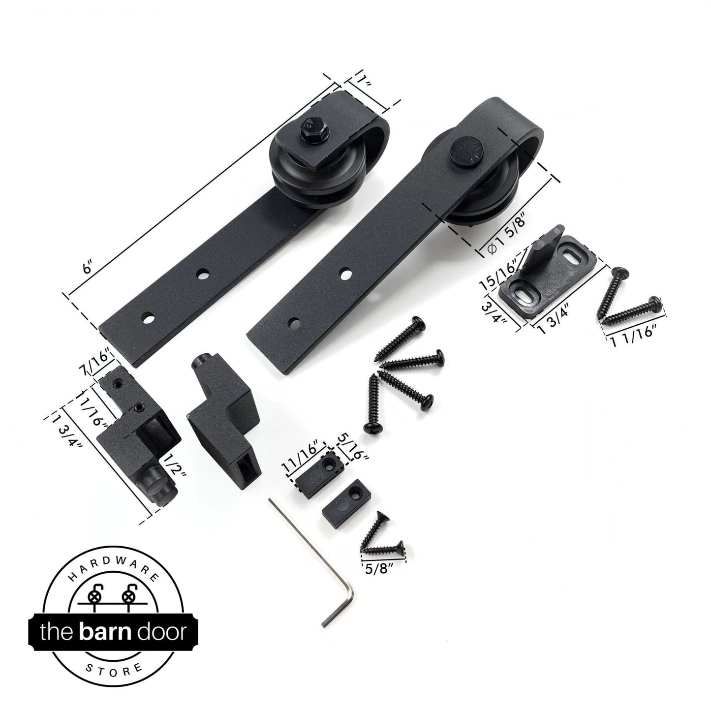 Black Classic Mini Cabinet Barn Door Rollers