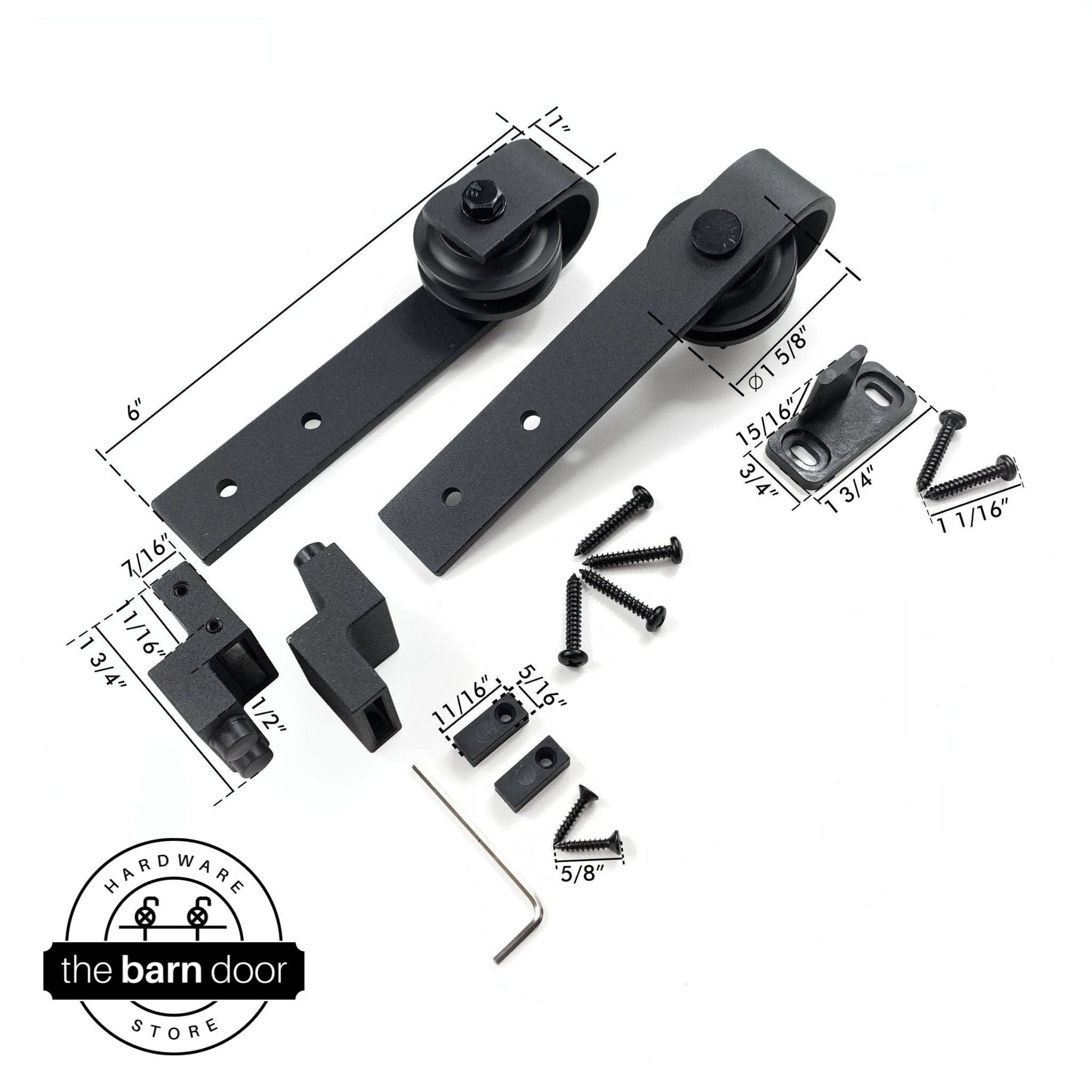 Black Classic Mini Cabinet Barn Door Rollers
