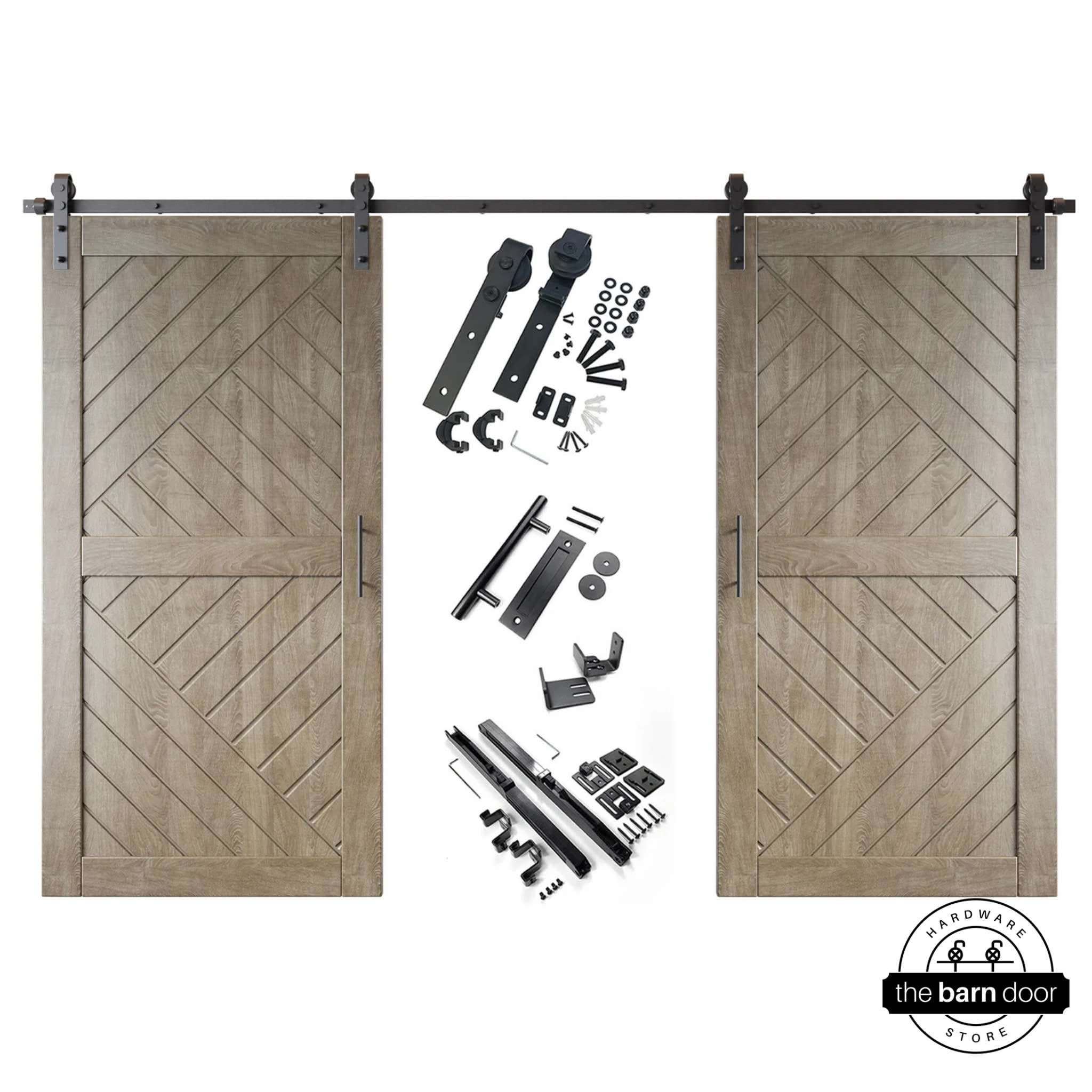 Classic Gray Patterned Double Barn Door Kit