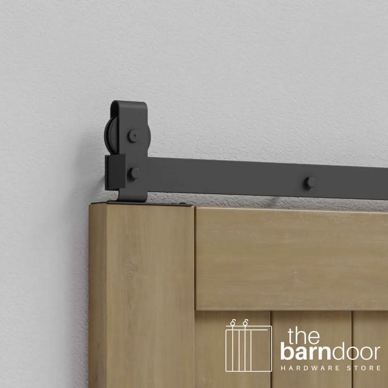 Dark Gray J Top Mount Bifold Barn Door Hardware