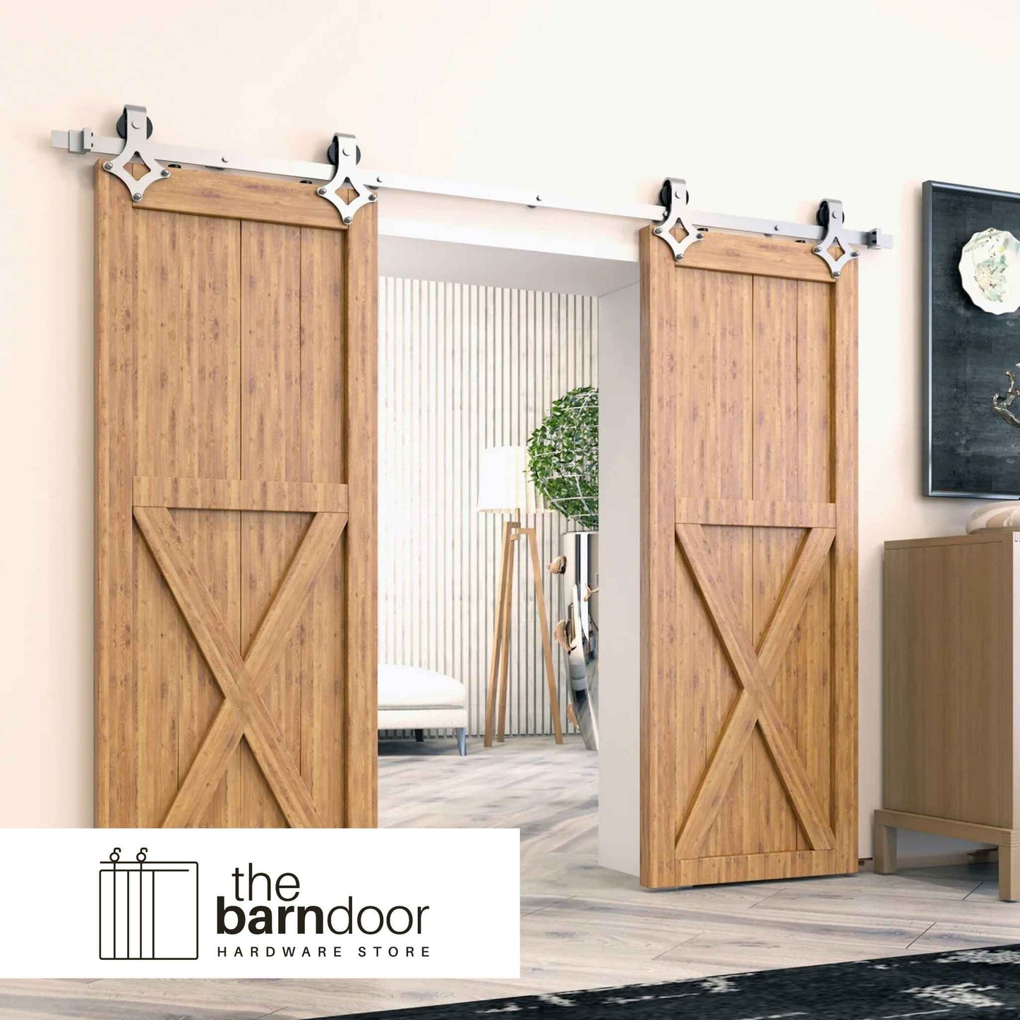 Diamond Brushed Nickel Barn Door Hardware Kit