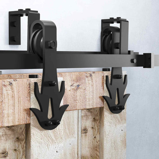 Flame Double Track Bypass Barn Door Hardware Kit