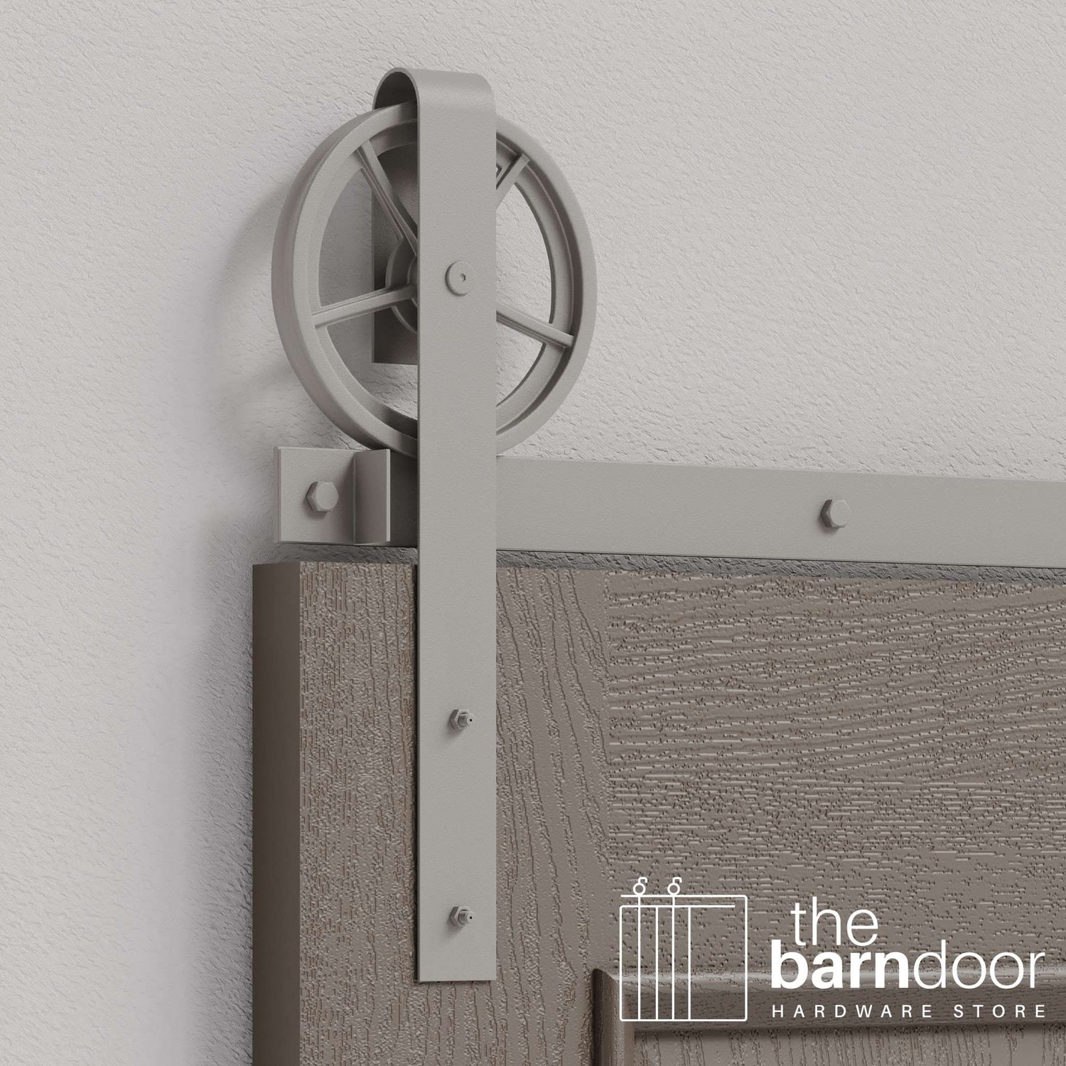 Flint Gray Wagon Wheel Heavy Duty Single Track Barn Door Hardware