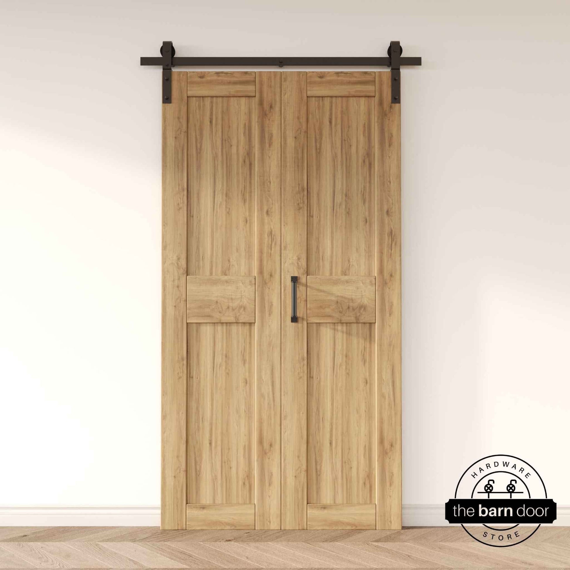 Front Mount 2 Door Bifold Barn Door Hardware Kit Closed