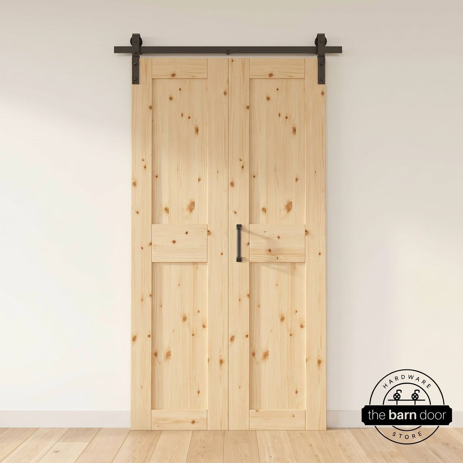 Front Mount 2 Door Bifold Barn Door Hardware Kit Closed