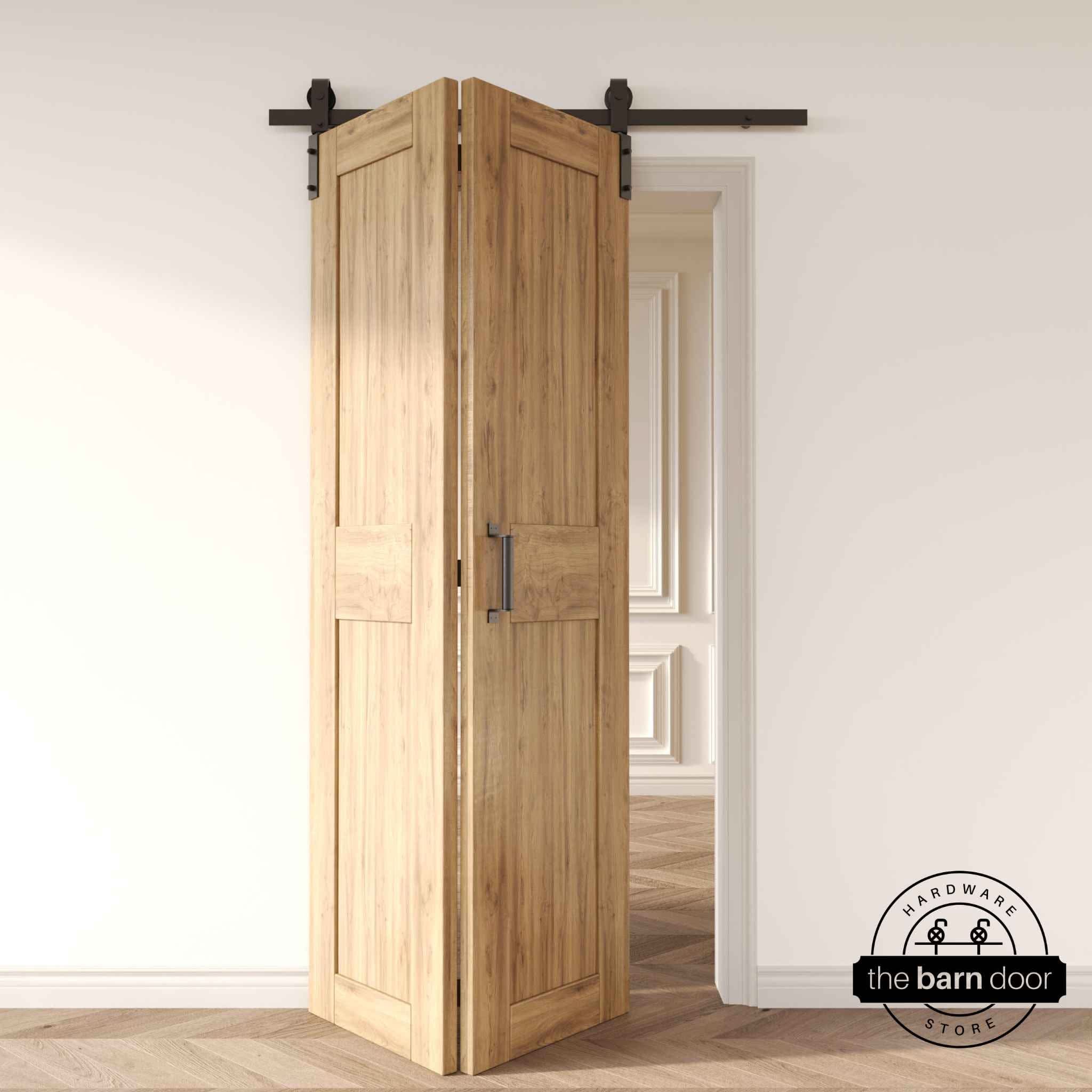 Front Mount 2 Door Bifold Barn Door Hardware Kit Open