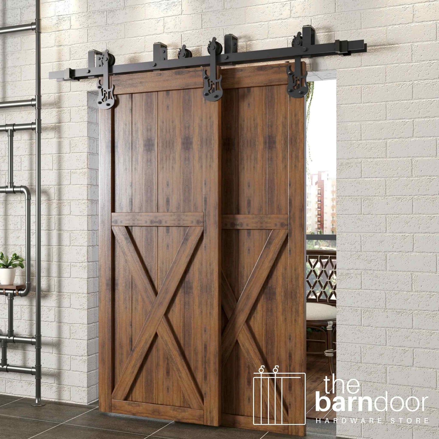 Guitar Double Track Bypass Barn Door Hardware Kit