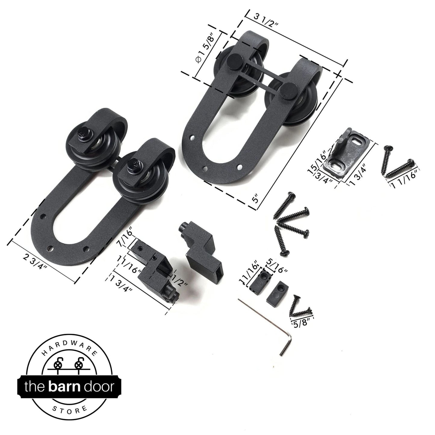 Black Horseshoe Mini Cabinet Barn Door Rollers