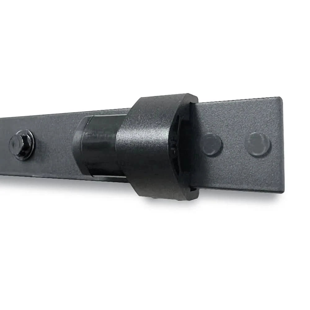 Black Adjustable Barn Door Track Stopper Installed