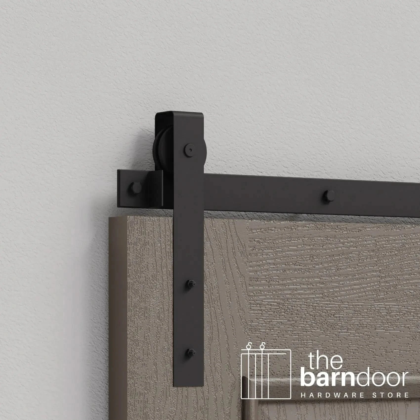 Matte Black Flat Top Strap Heavy Duty Single Track Barn Door Hardware