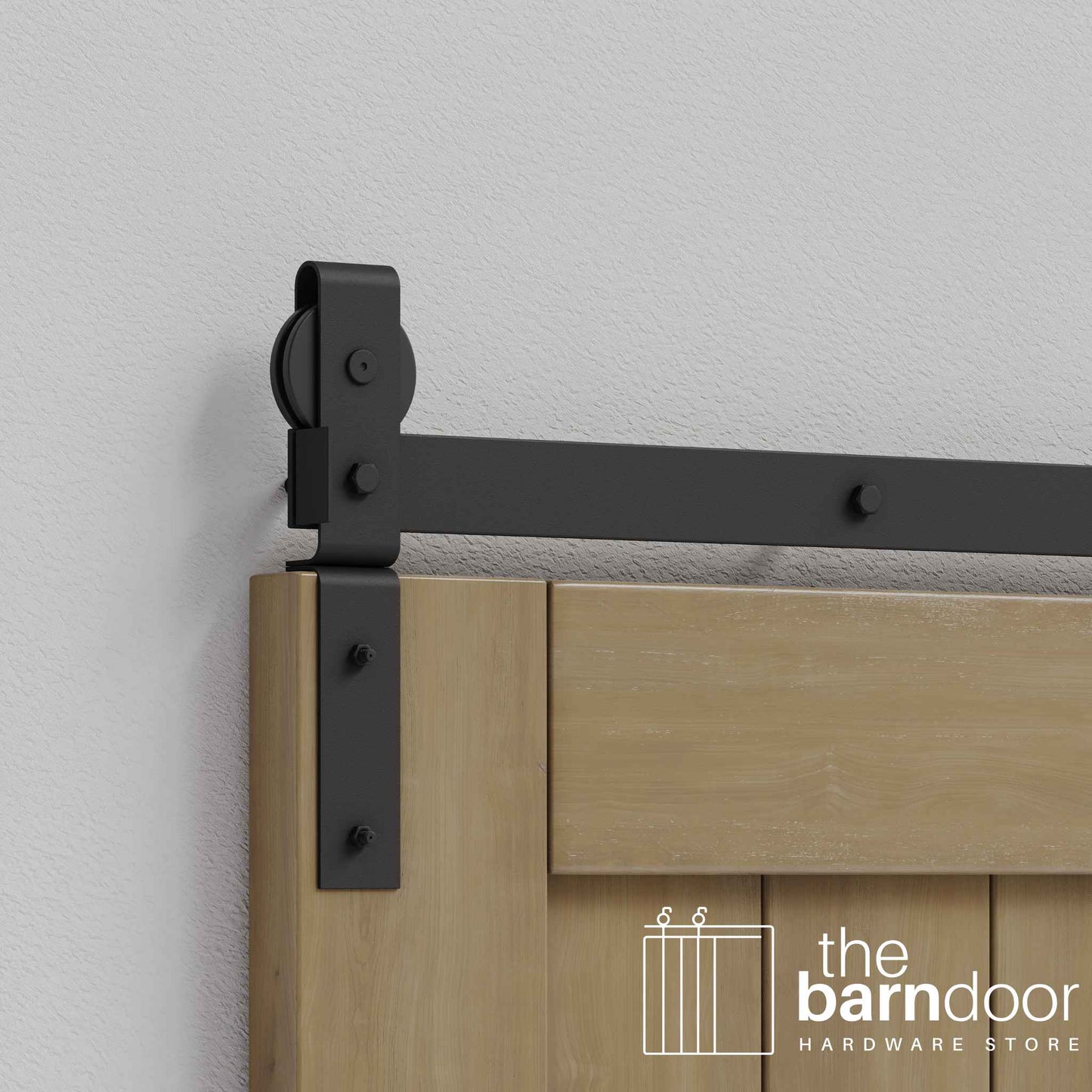 Matte Black J Strap Bifold Barn Door Hardware