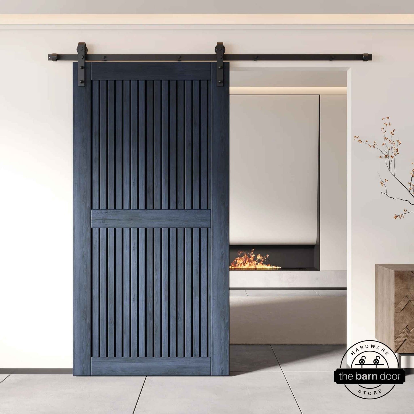 Navy Vertical Slat DIY Barn Door