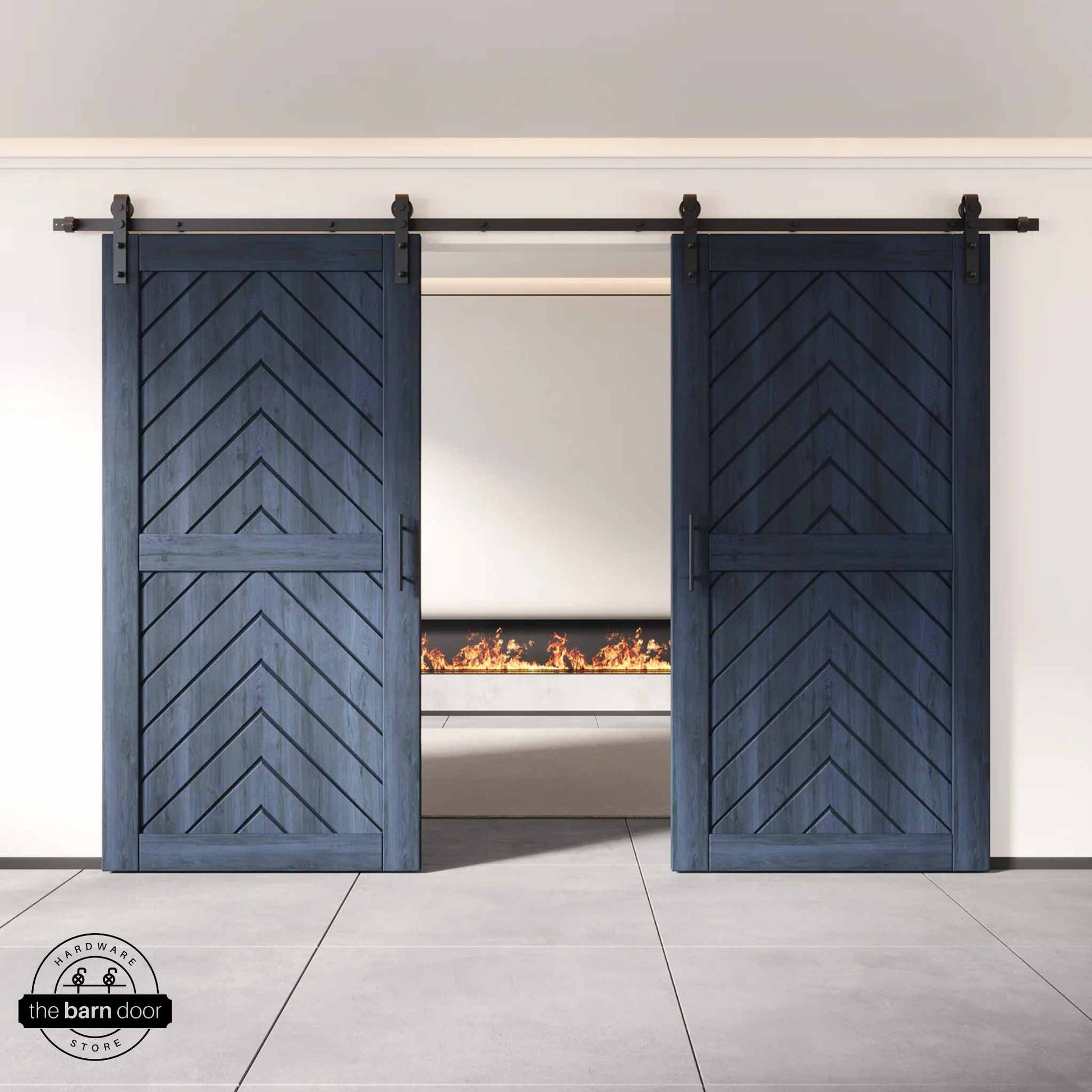 Navy Fishbone Double Barn Door Kit